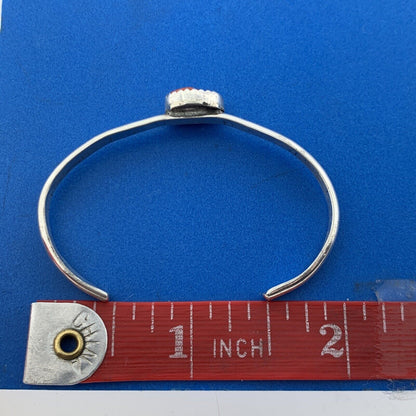 Old Pawn Native American 925 Sterling Silver Coral Child's Storyteller Bracelet