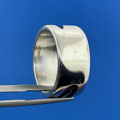 Vintage Mexico 925 Sterling Silver Modernist Storyteller Wide Cigar Band Ring