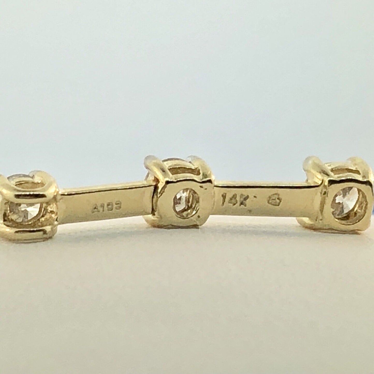 14K Yellow Gold Diamond Infinity Eternity Bridal Anniversary Bar Drop Pendant