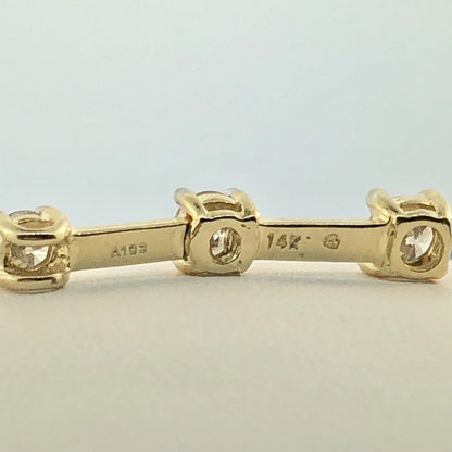 14K Yellow Gold Diamond Infinity Eternity Bridal Anniversary Bar Drop Pendant