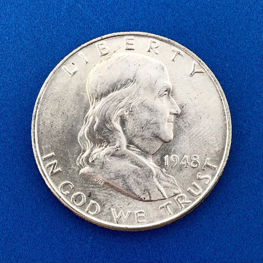 1948 D Franklin Silver Half Dollar Better Key Date Scarce Rare Denver Mint Coin