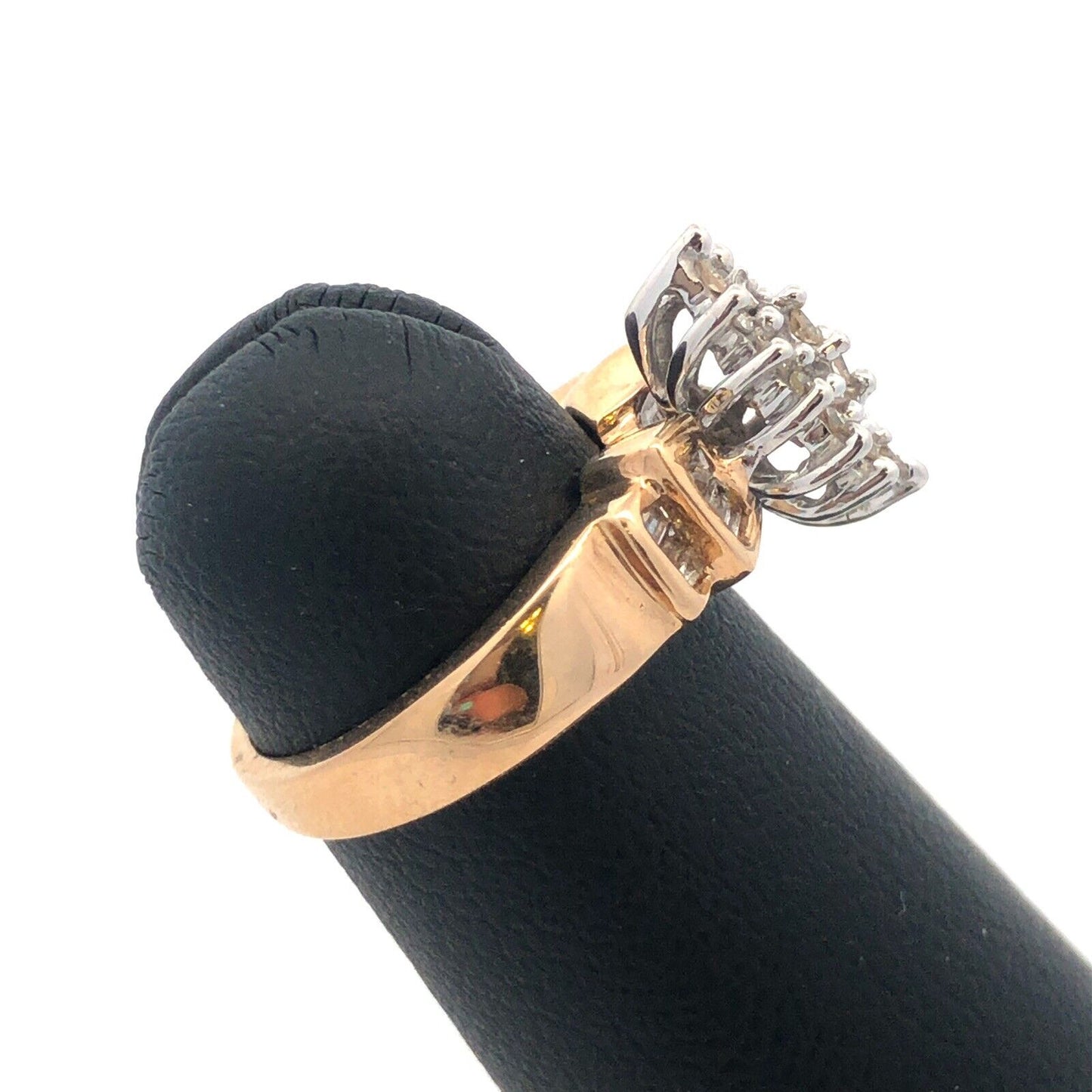 10K Yellow Gold Diamond Waterfall Cluster Engagement Bridal Cocktail Ring