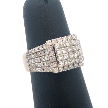 14K White Gold Diamond Cluster Waterfall Engagement Bridal Anniversary Ring