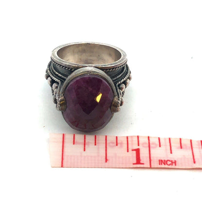Designer 925 Sterling Silver Oval Cushion Ruby Statement Cocktail Ring