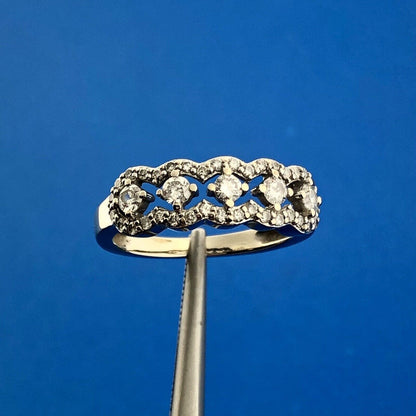 Estate 14K White Gold Diamond Bridal Wedding Anniversary Open Work Band Ring