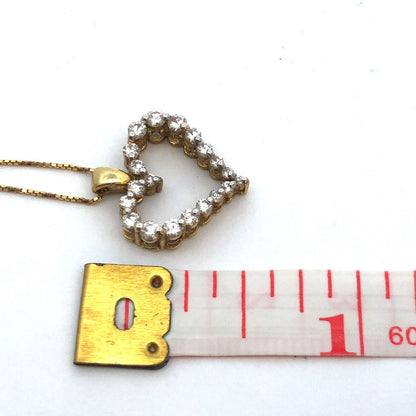 Designer 18K Yellow Gold Round Diamond Heart Shaped Valentines Necklace
