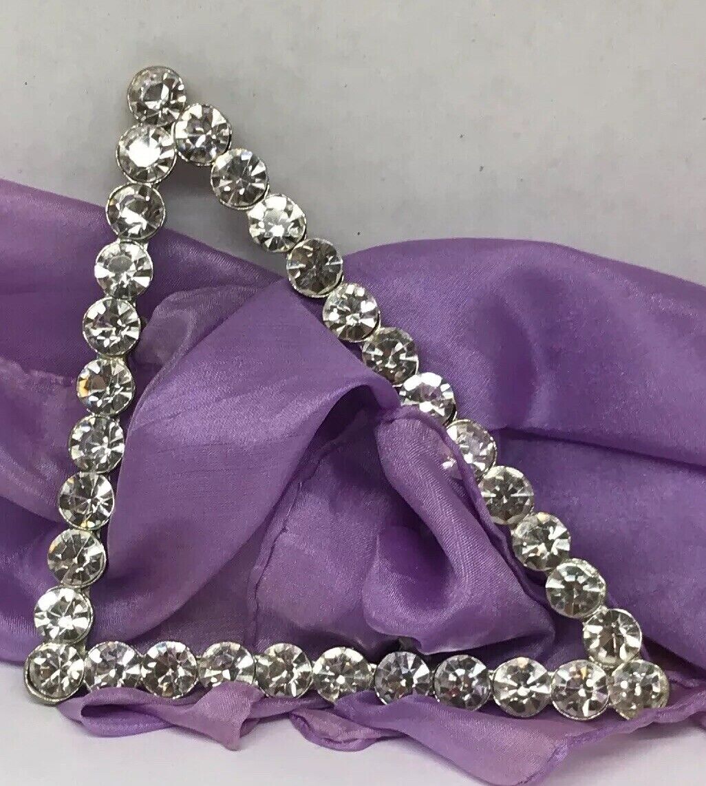 Dramatic Vintage Runway Silver Tone Rhinestone Triangle Scarf Belt Slide Buckle