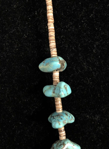 Vintage Artisan Natural Turquoise Chunky Beads Agate Bead Statement Necklace
