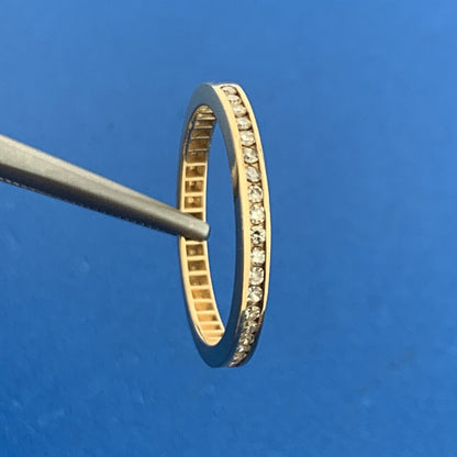 14K Yellow Gold Channel Set Diamond Wedding Anniversary Band Ring