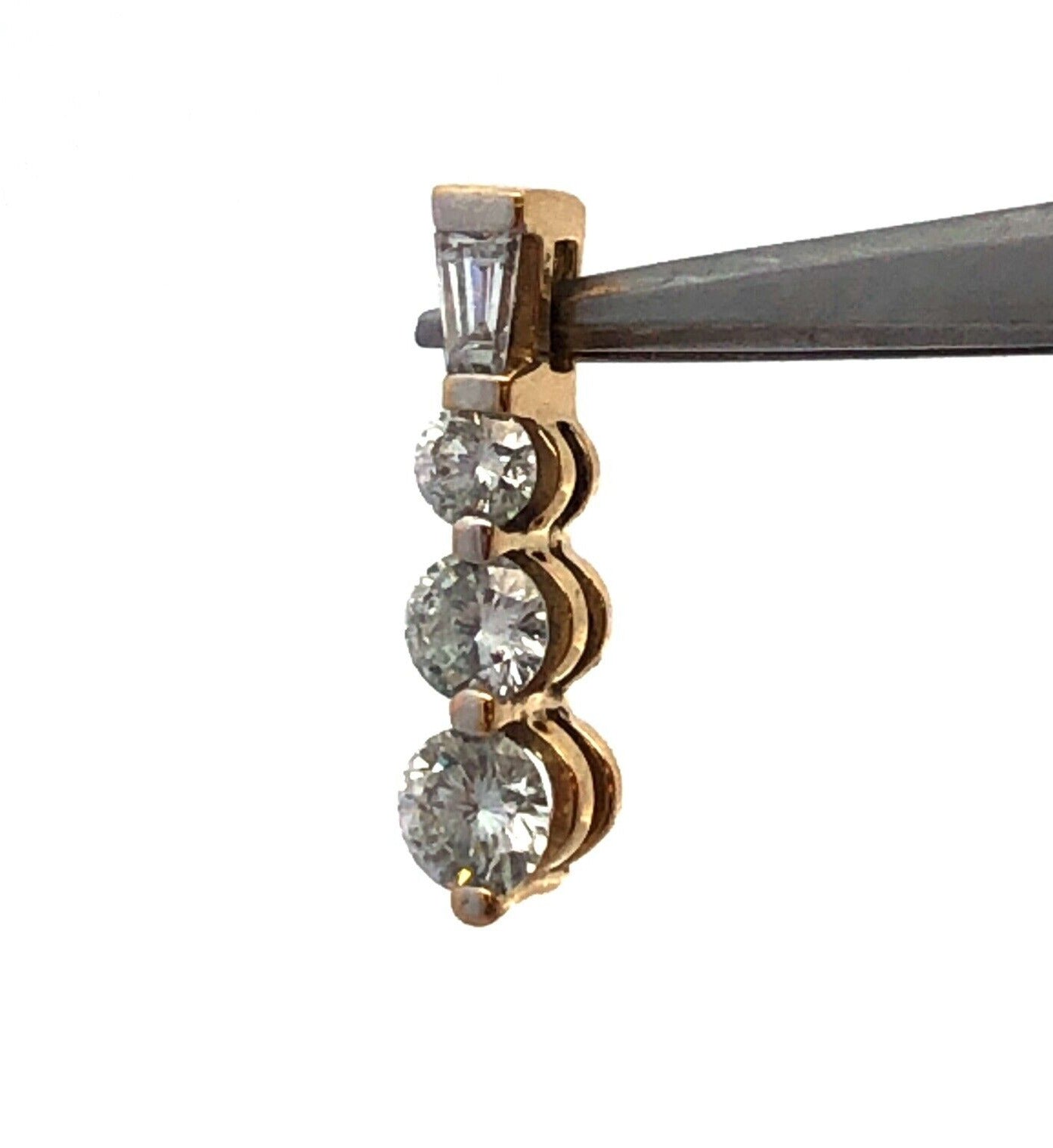 Designer ZEI 18K Yellow Gold Round Diamond Trio Bar Eternity Anniversary Pendant