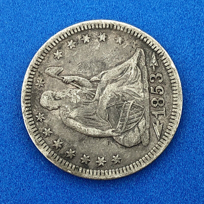 1853 P Seated Liberty Silver Quarter Dollar 25c Type 2 Better One Year Type Coin