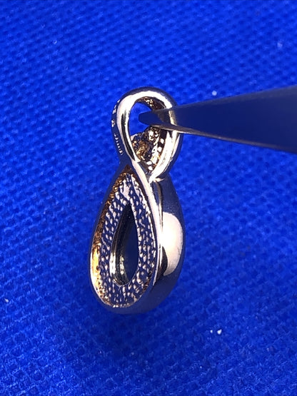 Designer Vermeil 925 Sterling Silver Hematite Modernist Teardrop Pendant