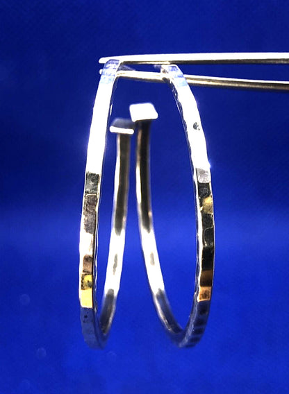 Designer 925 Sterling Silver Hammered Hoop Statement Earrings