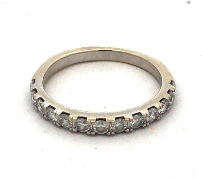 Designer 14K White Gold Round Diamond Wedding Anniversary Stackable Band Ring