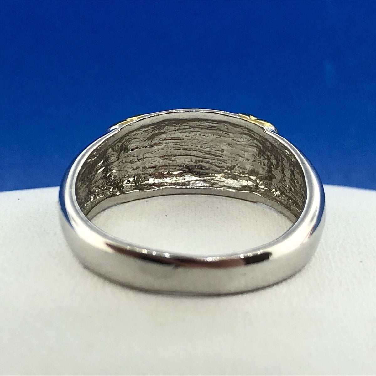 Designer SETA Two Toned Sterling Silver 925 Polished Ribbed Band Ring