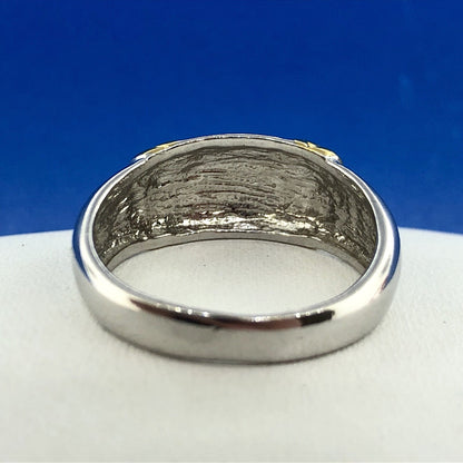 Designer SETA Two Toned Sterling Silver 925 Polished Ribbed Band Ring