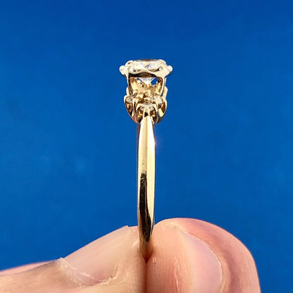 Designer HDS 14K Yellow Gold Diamond Solitaire Accents Engagement Ring