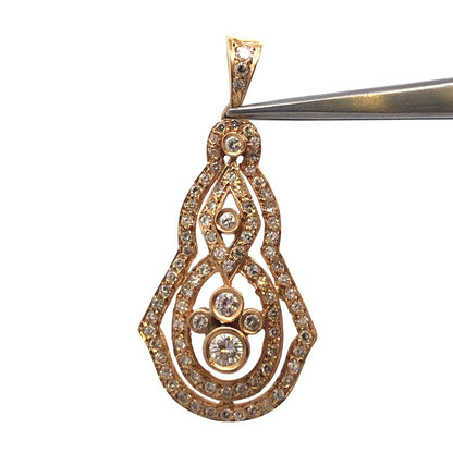 Designer 14K Yellow Gold Diamond Cluster Infinity Statement Anniversary Pendant