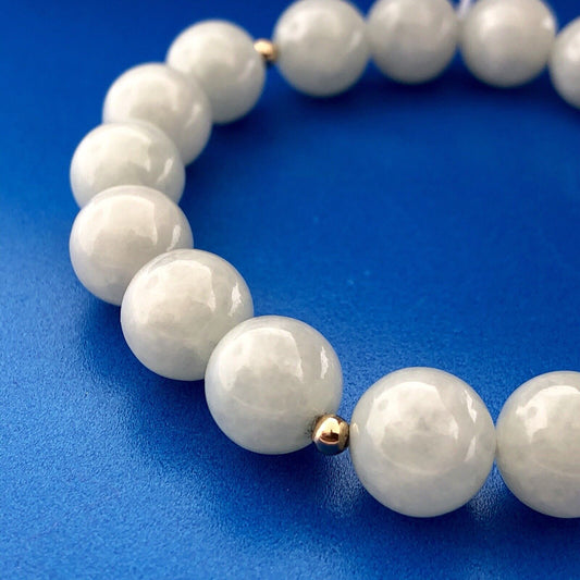 Vintage Sterling Silver 925 Jade Jadeite Ball Bead Protection Harmony Bracelet