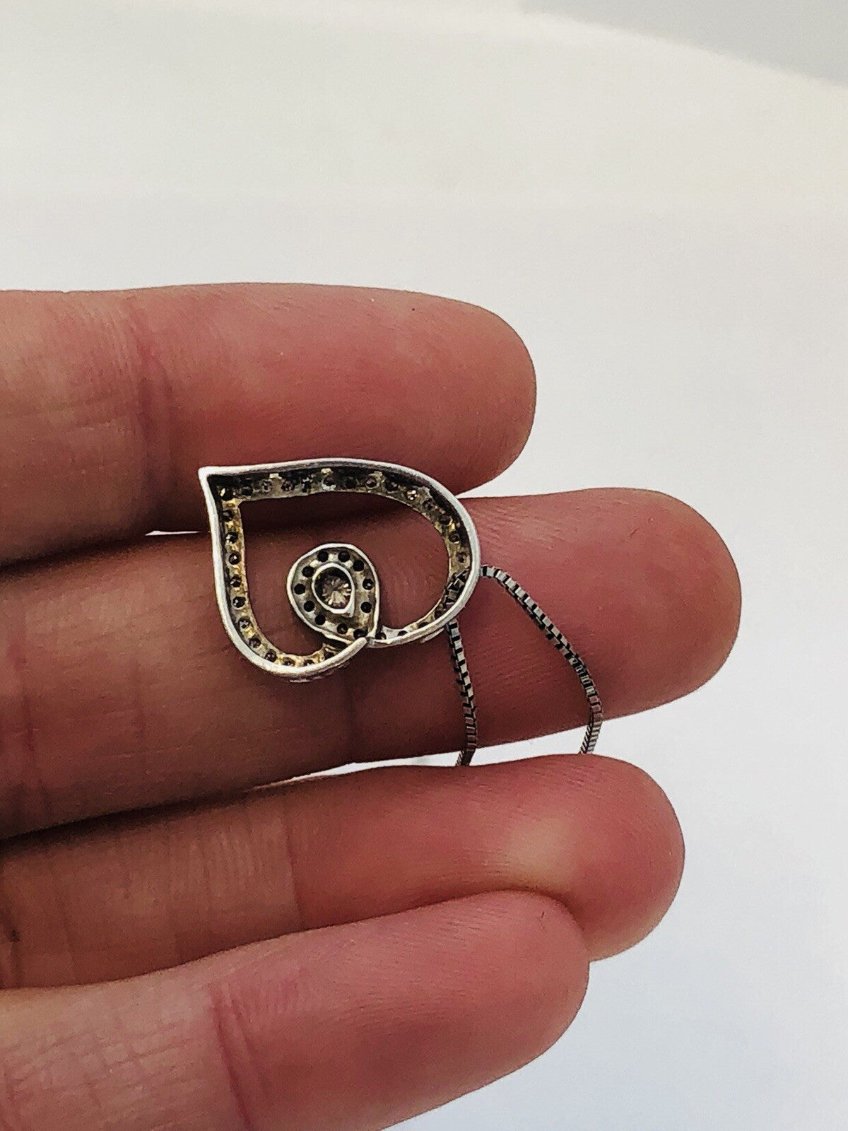 Designer 925 Sterling Silver Diamond Heart Pendant Eternal Love Bridal Necklace