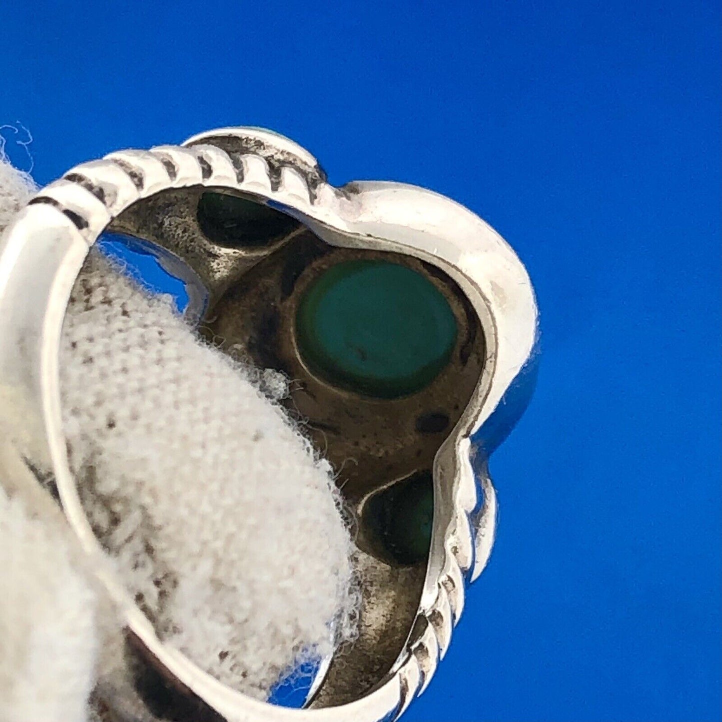 Designer 925 Sterling Silver Turquoise Cabochon Balinese Style Ring