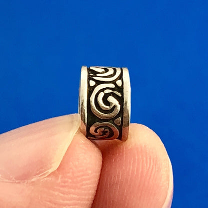 Designer 925 Sterling Silver Itaglio Modernist Swirl Slide Bracelet Spacer Charm