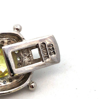 Designer 925 Sterling Silver Princess Green CZ Round White CZ Tennis Bracelet