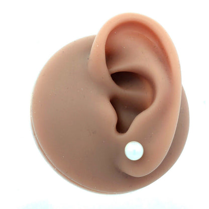 Designer 14K Yellow Gold White Pearl Solitaire June Anniversary Stud Earrings