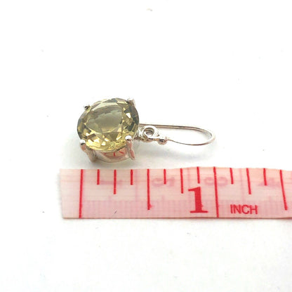 925 Sterling Silver Round Peridot Dangle Hook Earrings