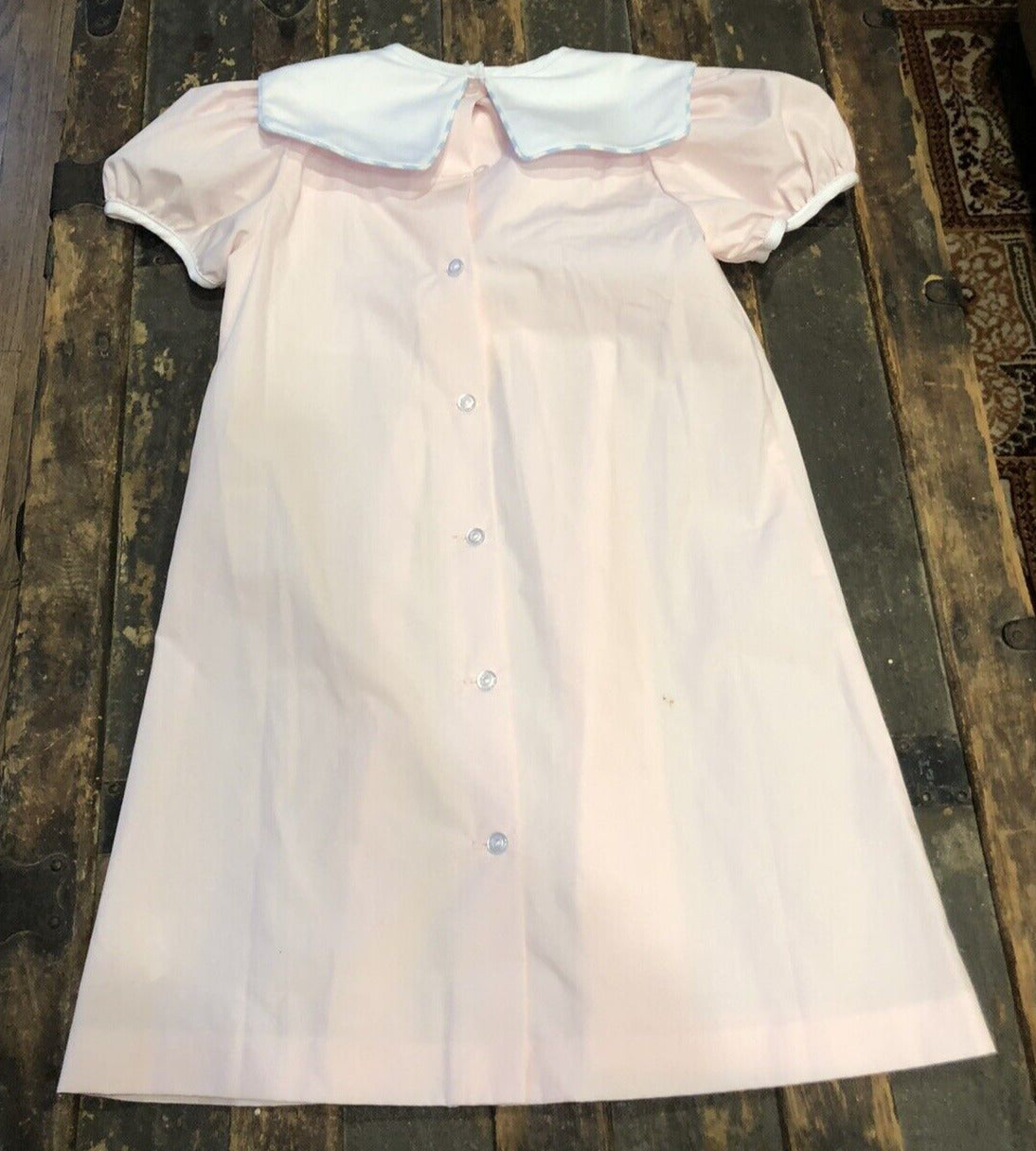 The Beaufort Bonnet Company Pink Appliqued Floral Theme Girls 7 Collared Dress