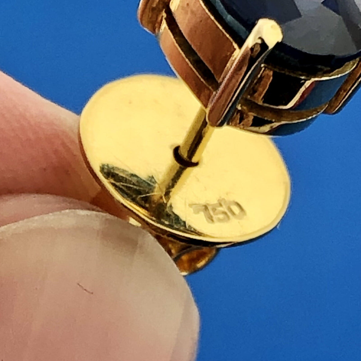 Classic 18K Yellow Gold Sapphire September Anniversary Statement Stud Earrings