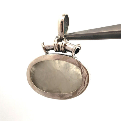 Vintage 925 Sterling Silver Oval Cabochon Moonstone Statement Pendant