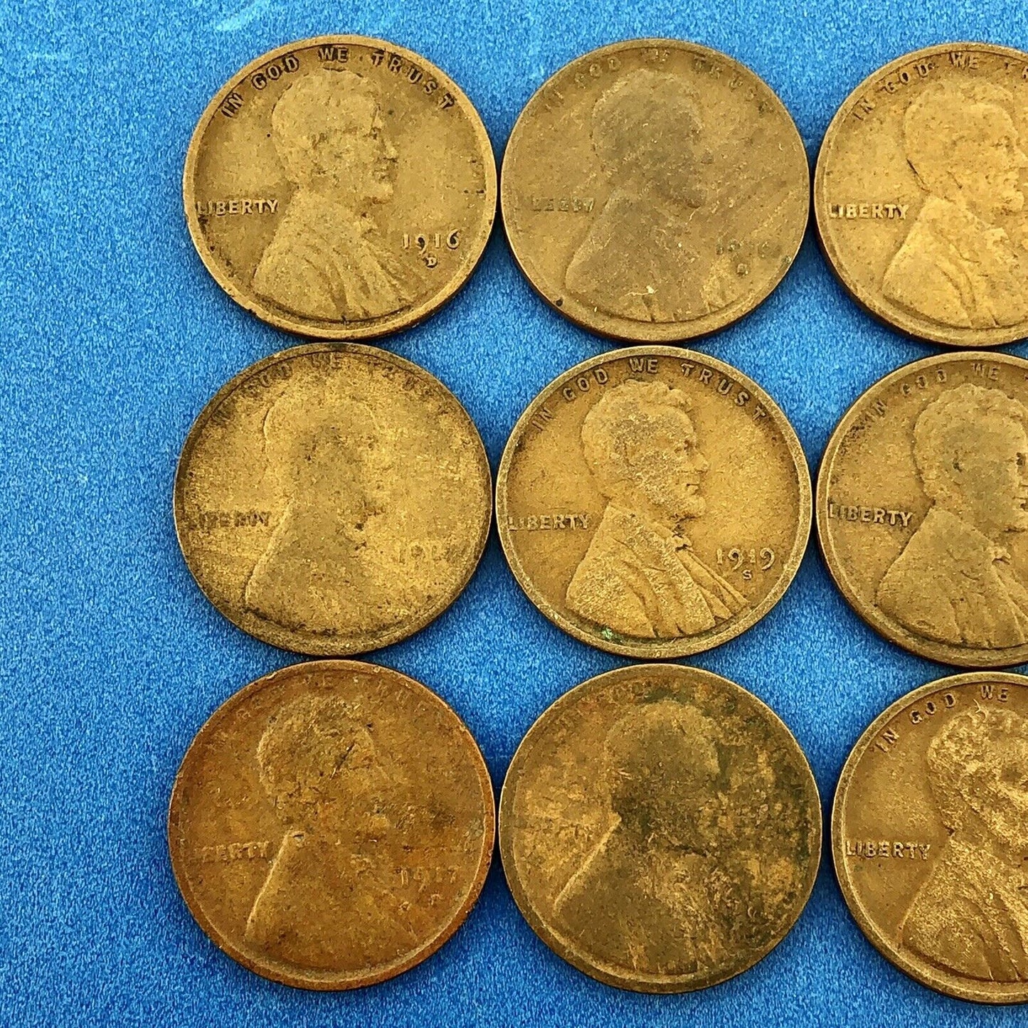 1915 P Mixed Date Mixed Mint Early Lincoln Small One Cent Penny 14 Coin Lot