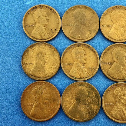 1915 P Mixed Date Mixed Mint Early Lincoln Small One Cent Penny 14 Coin Lot