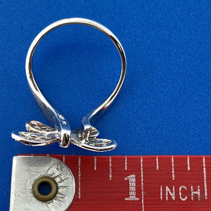 Modernistic Sterling Silver Pink Blue Yellow Cubic Zirconia CZ Butterfly Ring