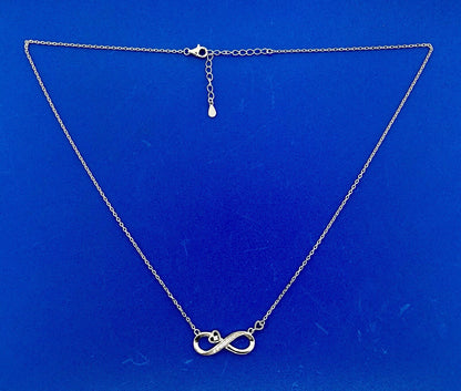Lovely Sterling Silver 925 Diamond Infinity Eternity Figure 8 Heart Necklace