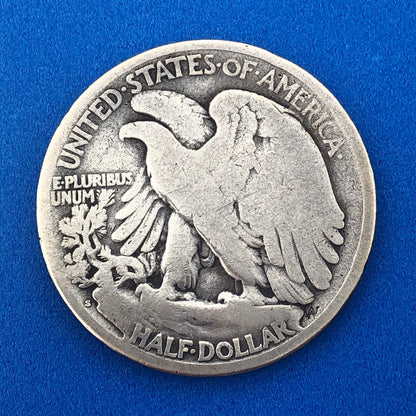 1917 S Reverse Silver Walking Liberty Half Dollar 50c Better Key San Fran Coin