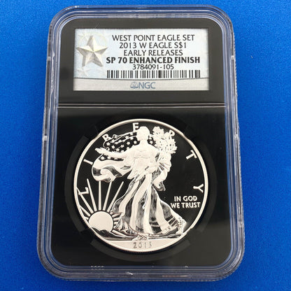 2013 W NGC PF69 SP70 Silver Eagle Rev Proof Enhanced Finish Early Releases Set