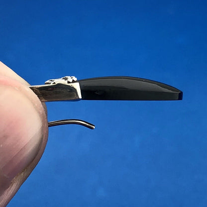 Modernist 925 Sterling Silver Black Resin Pear Beadwork Drop Dangle Earrings