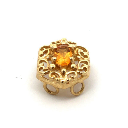 Designer 10K Yellow Gold Oval Citrine November Anniversary Slide Bracelet Charm