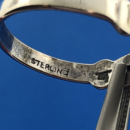 Stunning Sterling Silver Native American Cabochon Turquoise Oval Ring Size 5