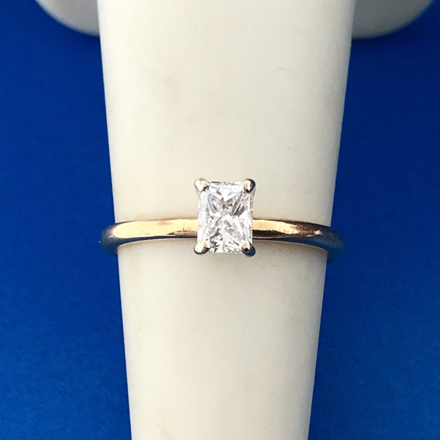 14K Yellow Gold Radiant Cut Diamond Solitaire Engagement Promise Ring