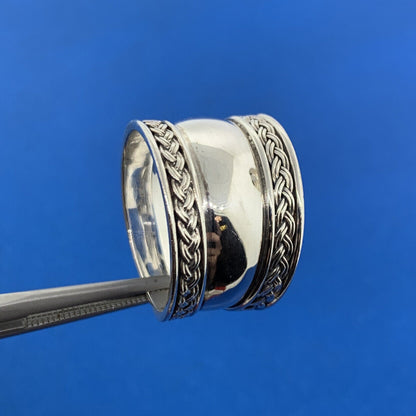 Designer BA Suarti Sterling Silver 925 Wide Band Weave Design Statement Ring