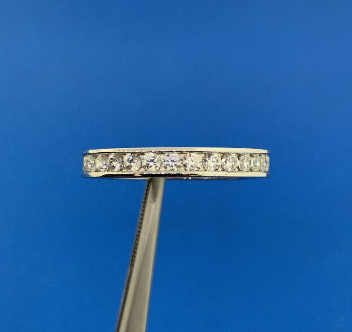 Designer Sterling Silver 925 Channel Set CZ Design Stackable Size 10 Band Ring