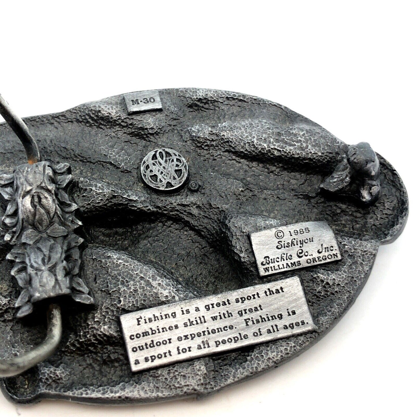 1985 Siskiyou Buckle Co “I'd Rather Be Fishing” Pewter Statement Belt Buckle