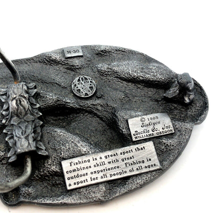 1985 Siskiyou Buckle Co “I'd Rather Be Fishing” Pewter Statement Belt Buckle