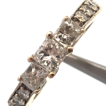 Gorgeous 14k White Gold IKS Triple Princess Diamond Engagement Ring Size 6.25
