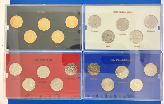 2002 P D State Quarter Collection Platinum Gold Philadelphia Denver 20 Coin Lot