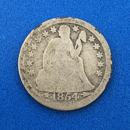 1854 P Seated Liberty Silver Dime 10c Better Key Philadelphia Mint Coin