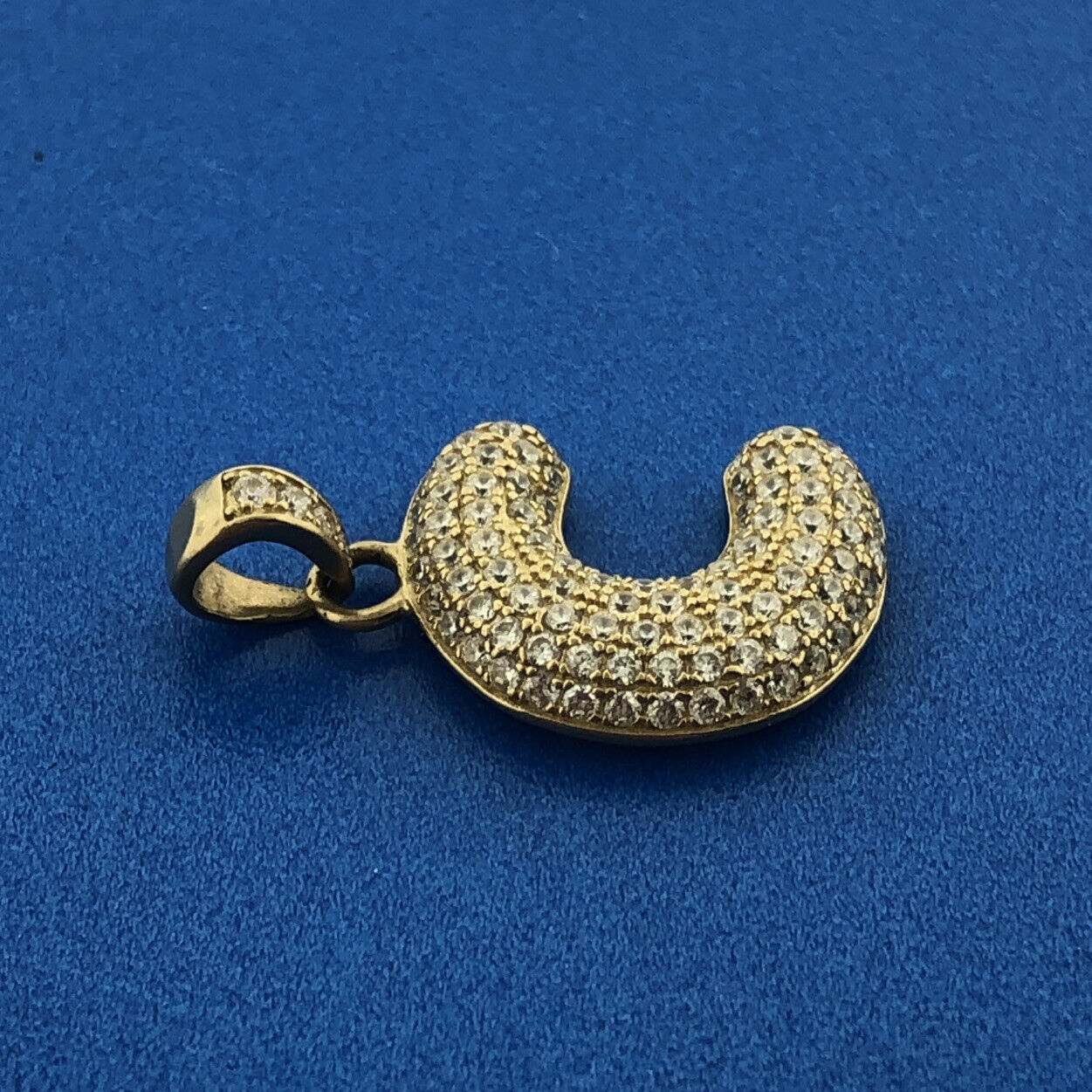 Gorgeous 10k Yellow Gold Sparkling CZ Letter Initial C Alphabet Dangle Pendant